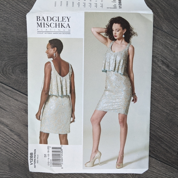 Vogue V1288 Sewing Pattern Badgley Mischka Cocktail Dress Size 12 14 16 18 20 - Picture 6 of 9